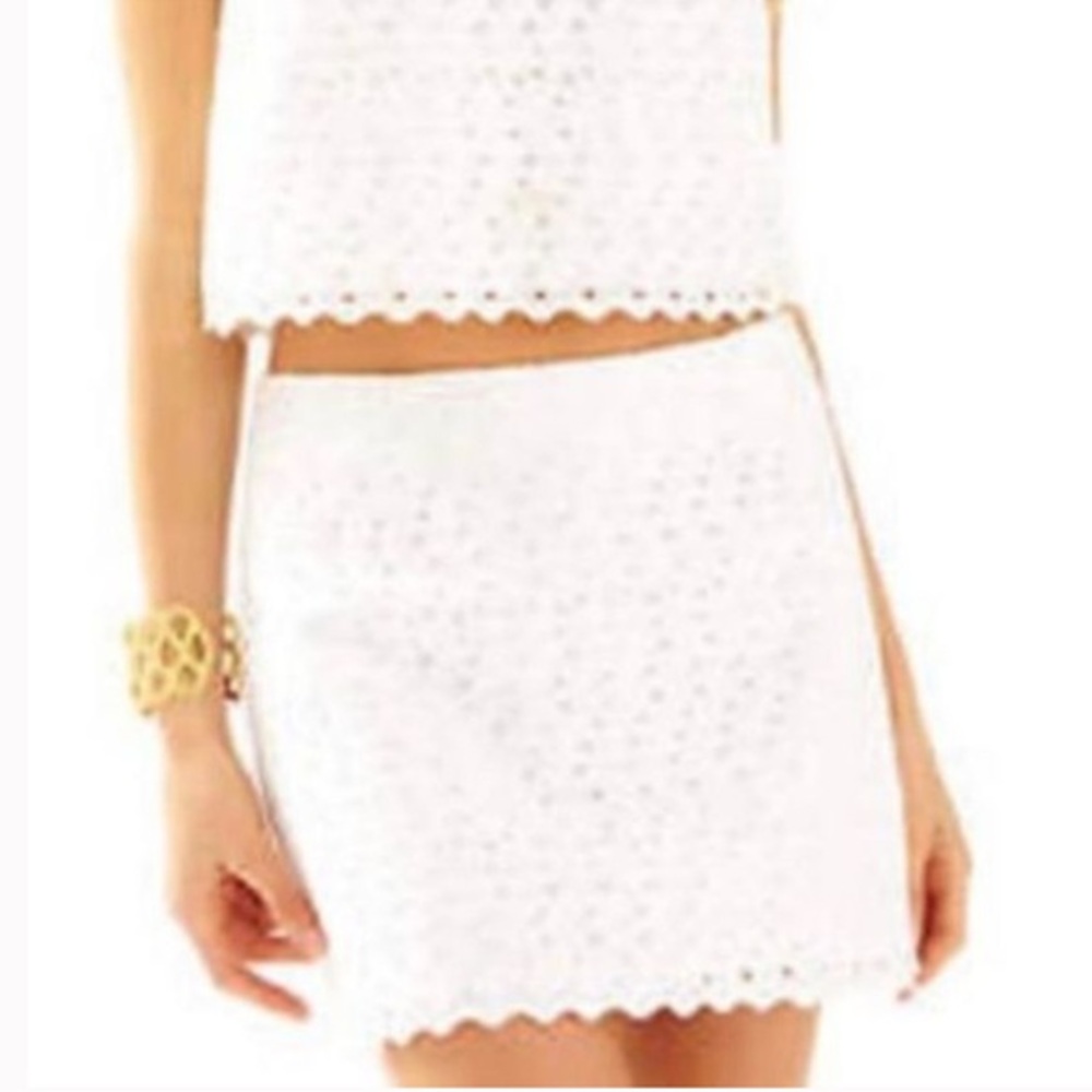 Lilly Pulitzer Alice White Eyelet Scallop Hem Skort 💕